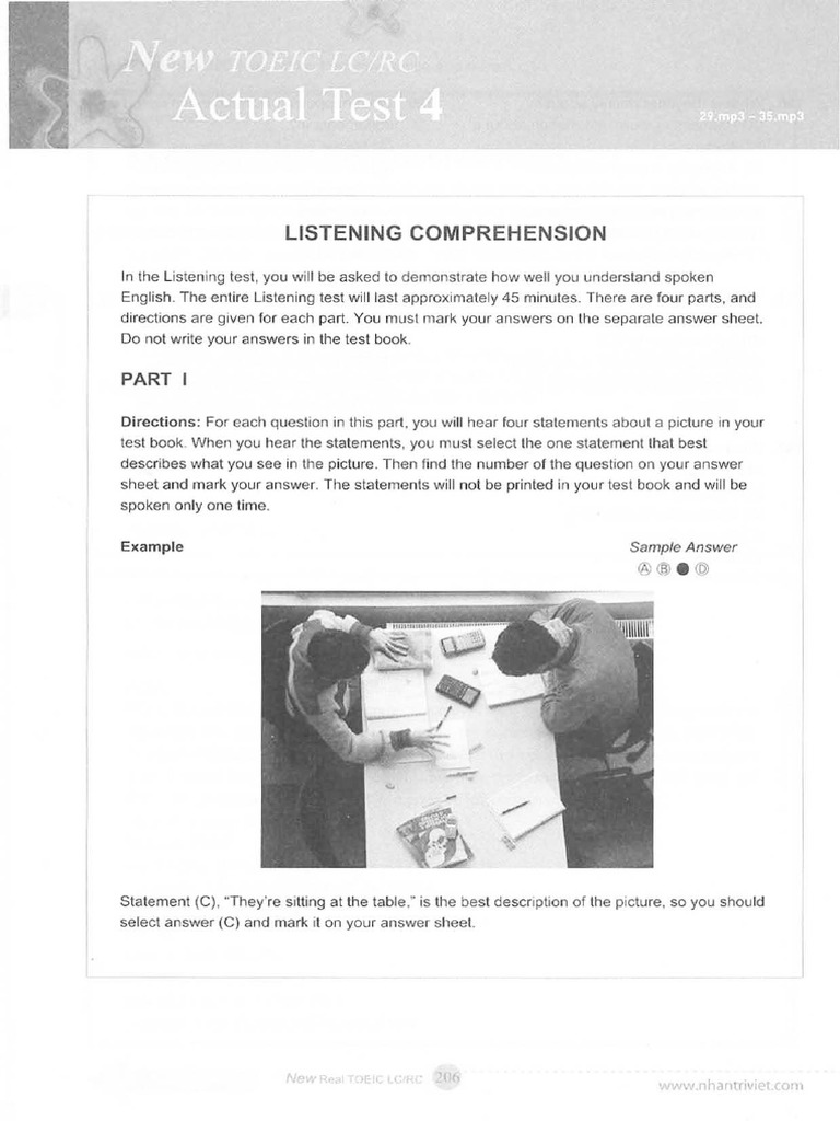 Longman New Real Toeic Full Actual Test 4 | PDF