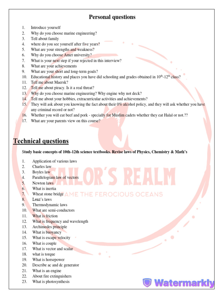 Maersk Interview Preparation Guide | PDF | Force | Nuclear Fusion