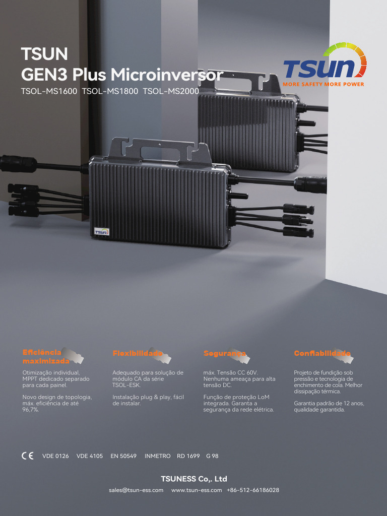 Microinversor TSUN Gen3 Plus MS2000 | PDF | Corrente elétrica ...