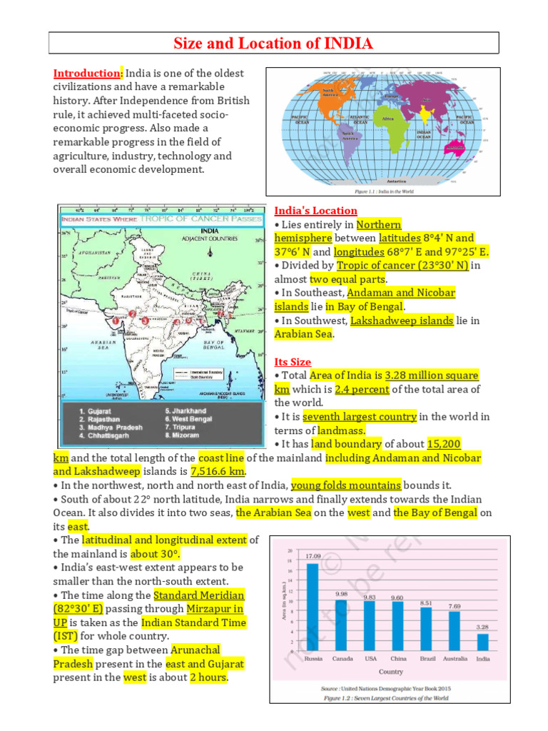 Ch1 (SIZE and LOCATION) Class9 Geography Download Free PDF Asia