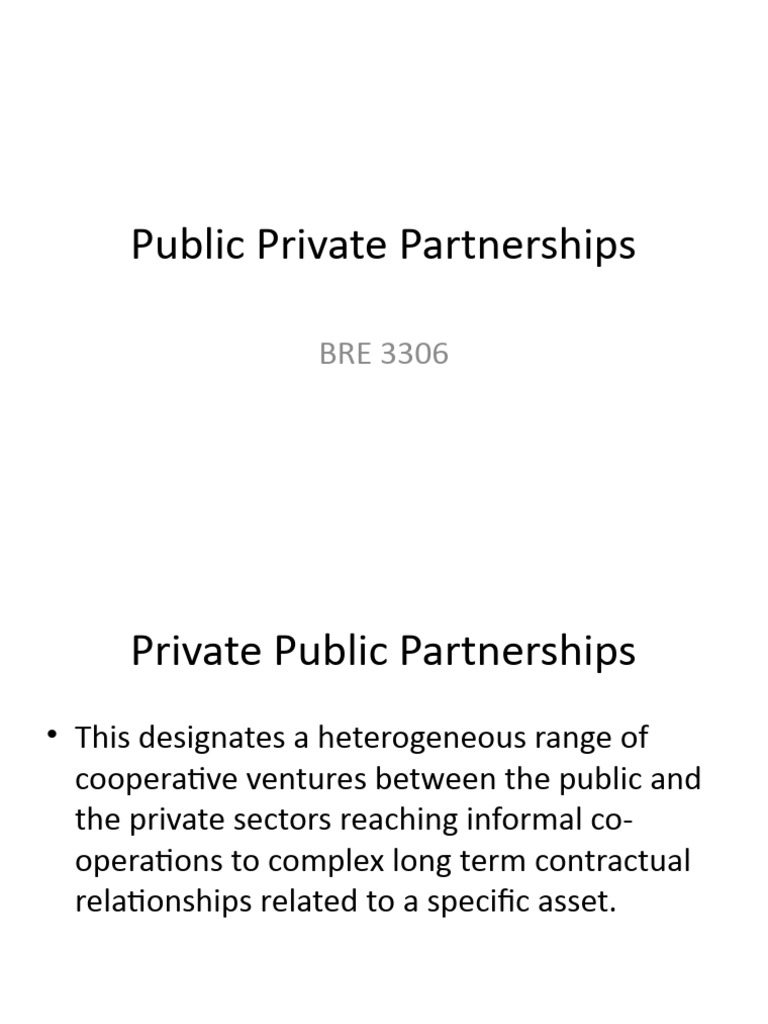 Understanding Public Private Partnerships | PDF | Public–Private ...