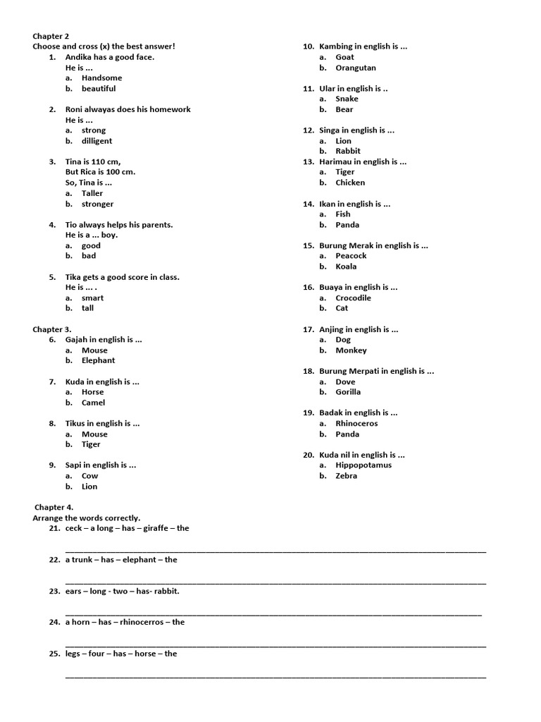 Animal Adjectives and English Translations | PDF | Zoology | Mammal Ecology