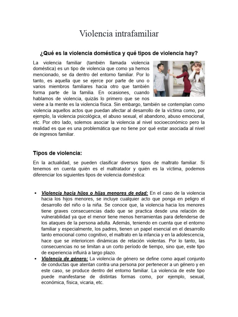 Tipos y Consecuencias de la Violencia Familiar | PDF | Violencia ...