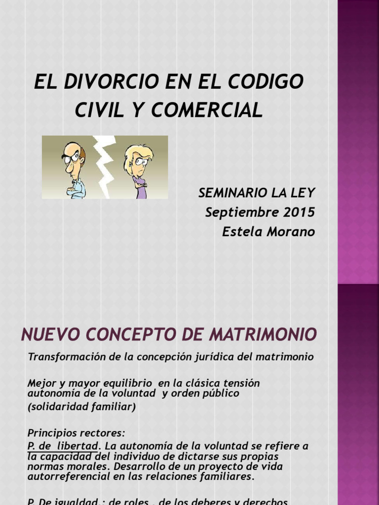 El Divorcio En El Código Civil Y Comercial Por Dra Estela Morano 1