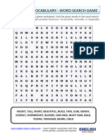 Appearance Vocabulary Word Search Puzzle Worksheet