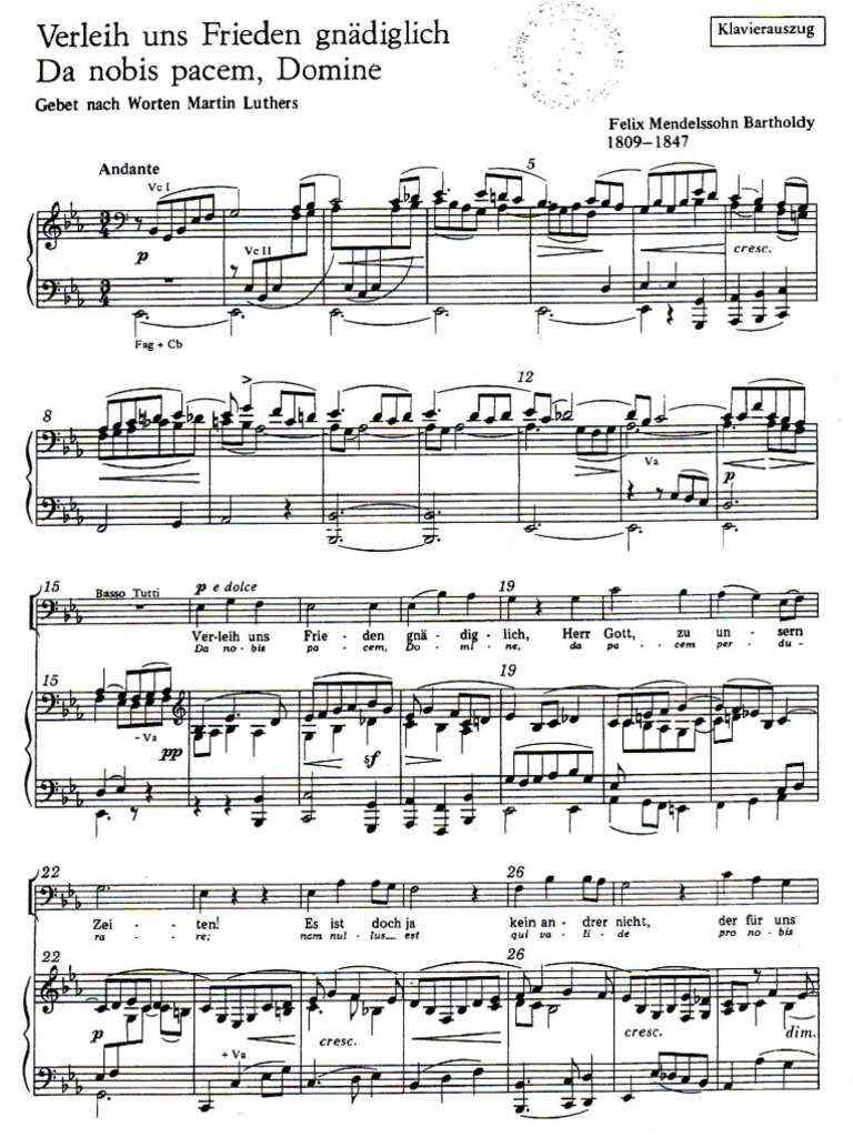 Mendelssohn-Da Nobis Pacem | PDF