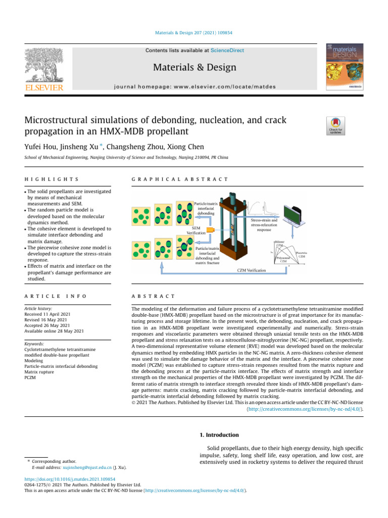 HMX-MDB Propellant Microstructural Simulation | PDF | Stress (Mechanics ...