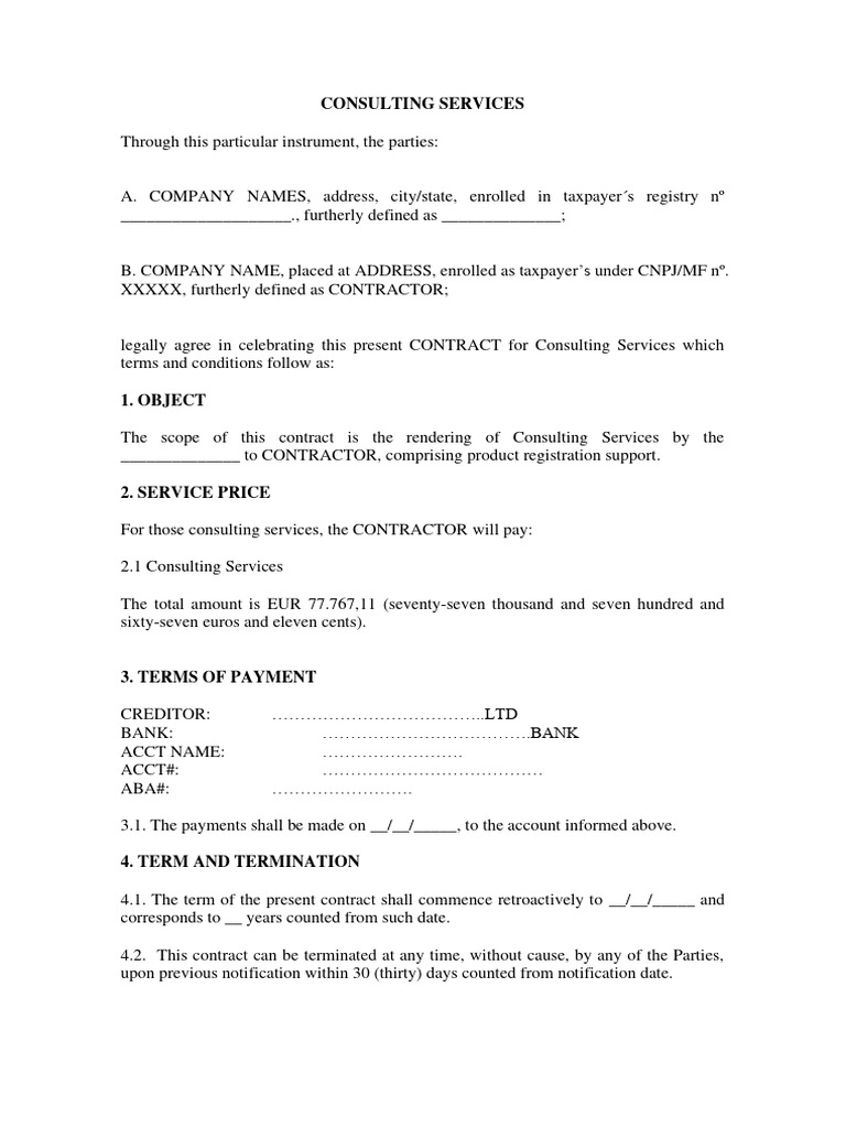Consulting Services Contract | PDF | Confidentiality | Justice