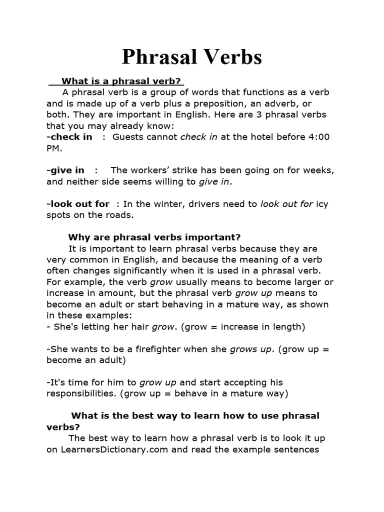 Understanding Phrasal Verbs in English | PDF | Verb | English Language