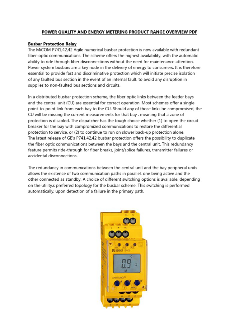 Power Quality & Energy Metering Solutions | PDF | Electrical Substation ...