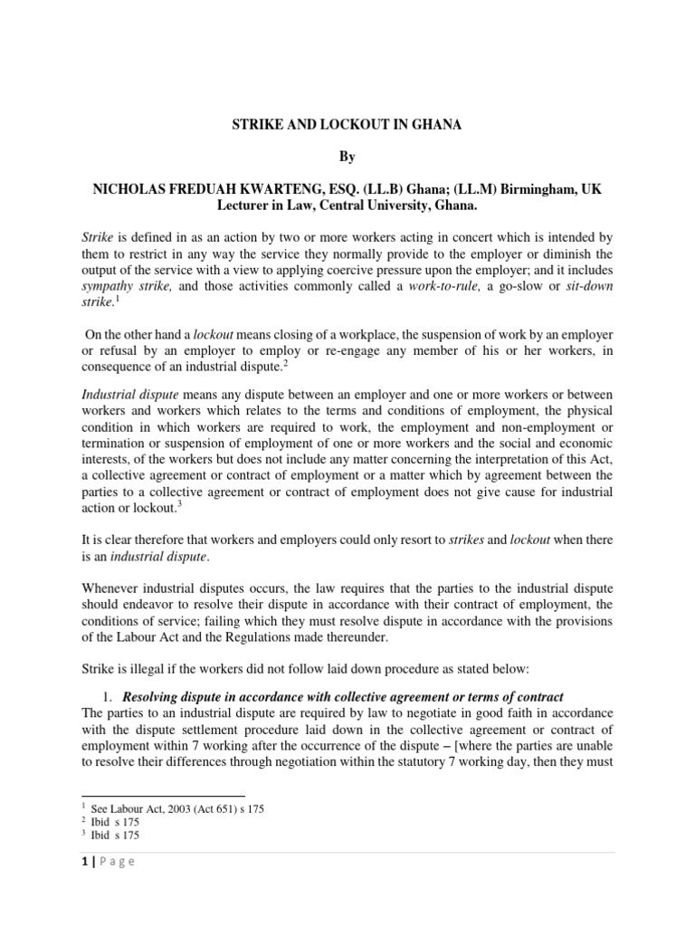 Strike Lock In Ghana Pdf Strike Action Employment