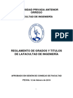 Reglamento de Grados y Títulos FACULTAD INGENIERIA Actualizado 2019 Con Adenda