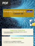 Computing: Introduction To Python: Lesson Six