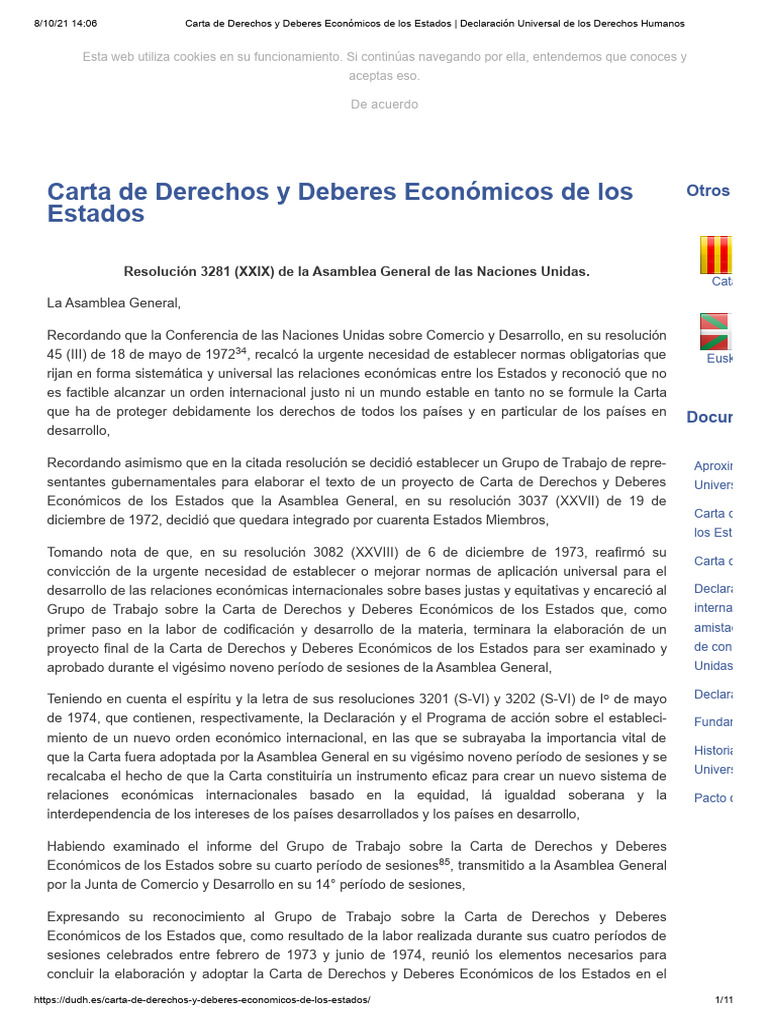 Carta de Derechos y Deberes Económicos de los Estados _ Declaración ...