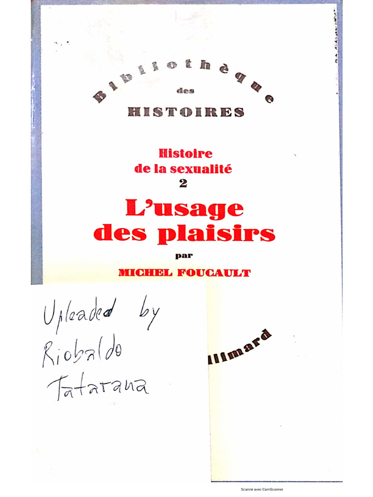 Histoire de La Sexualité 2 Lusage Des Plaisirs (Michel Foucaut) (Z ...