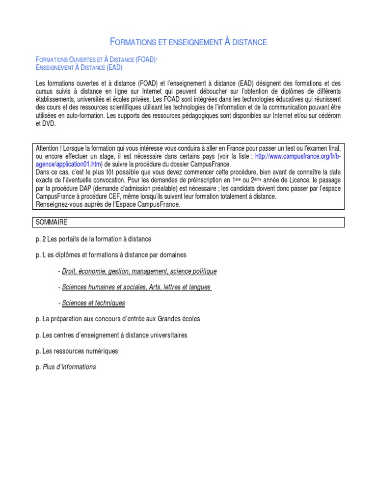 Formations A Distance Formation A Distance Baccalaureat Universitaire