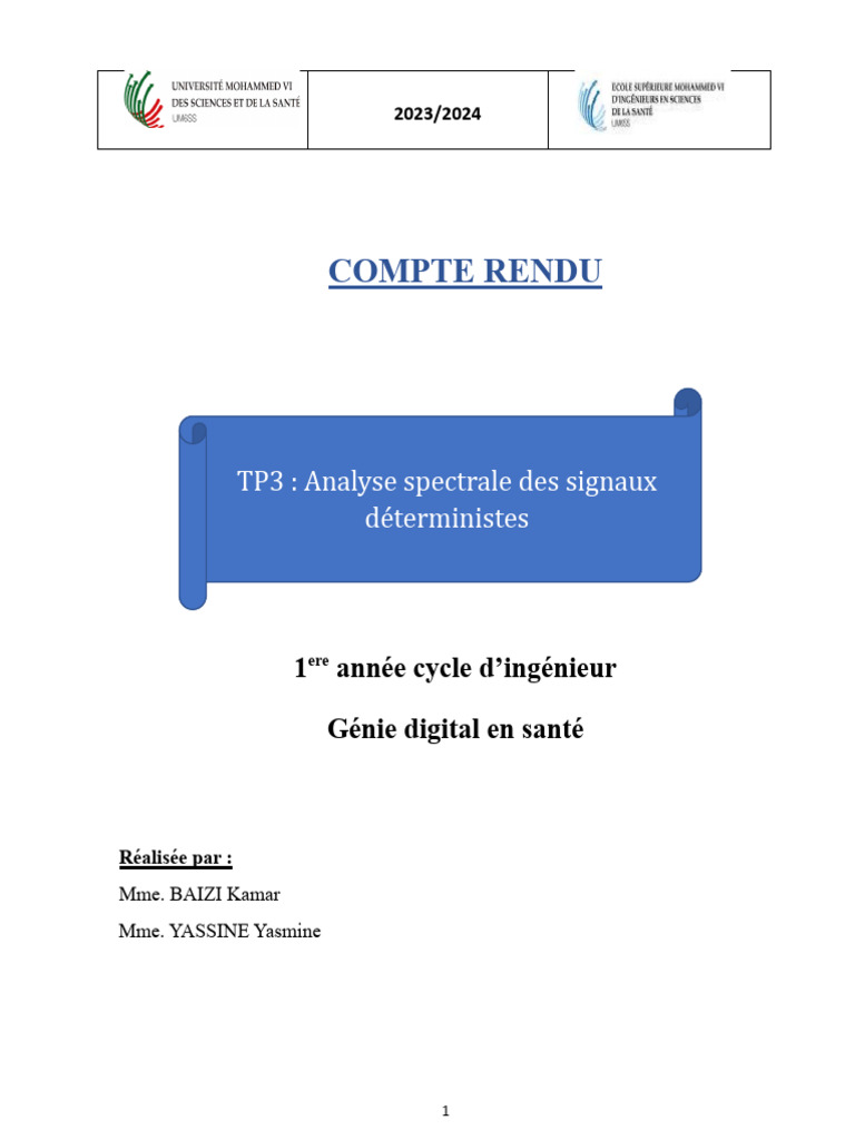Analyse spectrale des signaux en santé | PDF | Transformation de ...
