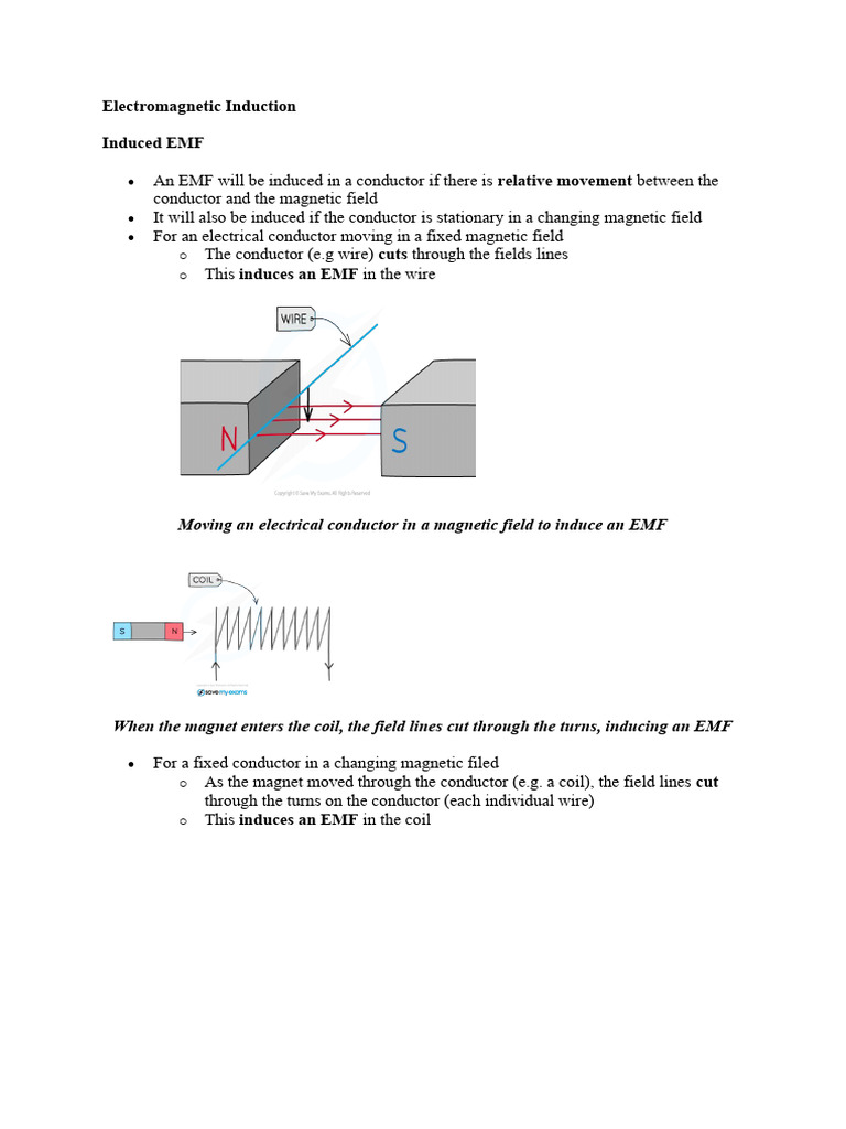 Inducing EMF in Conductors Explained | PDF | Electromagnetic Induction ...