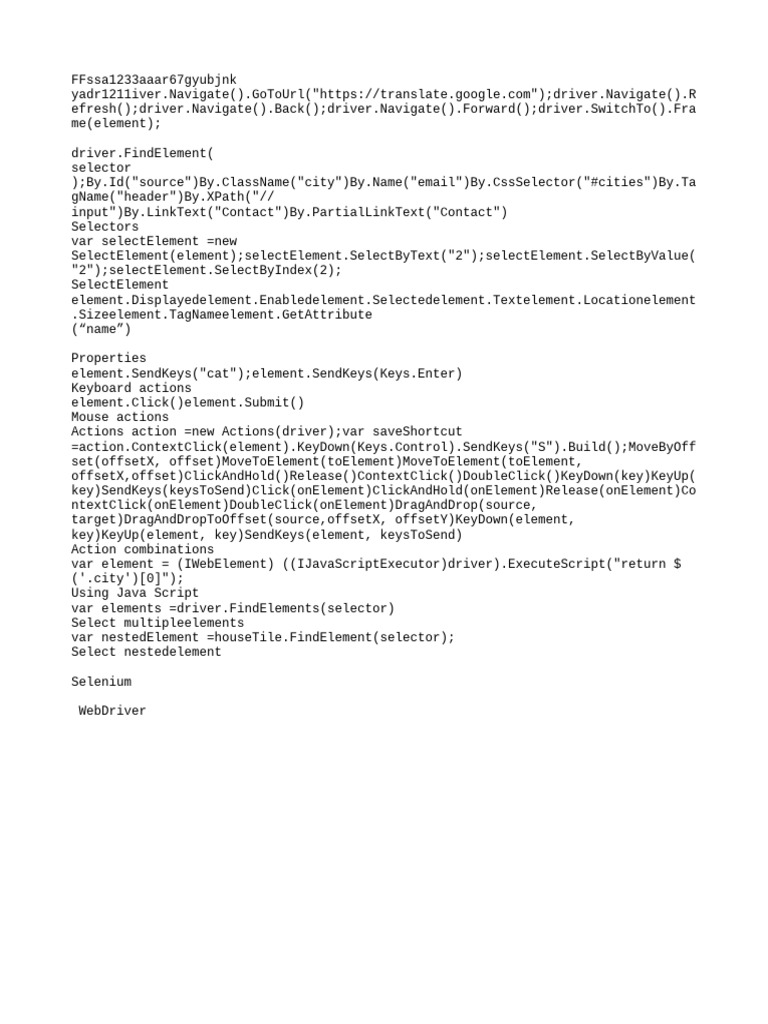 Selenium WebDriver Element Actions Guide | PDF