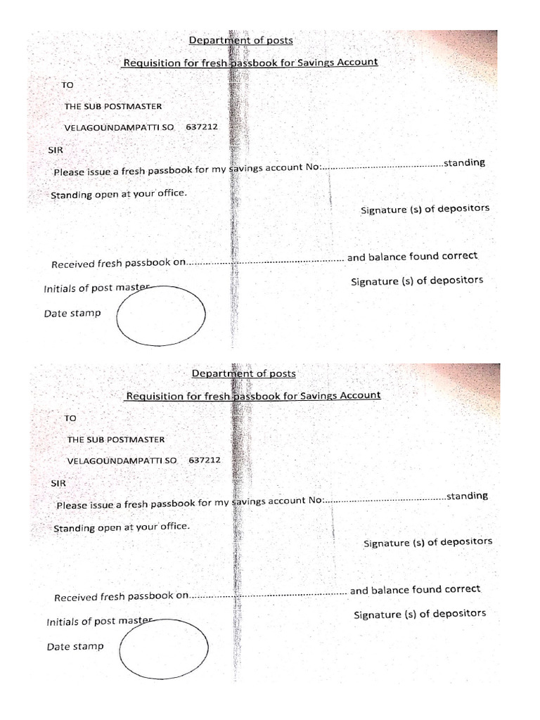 Fresh Pass Book Form | PDF