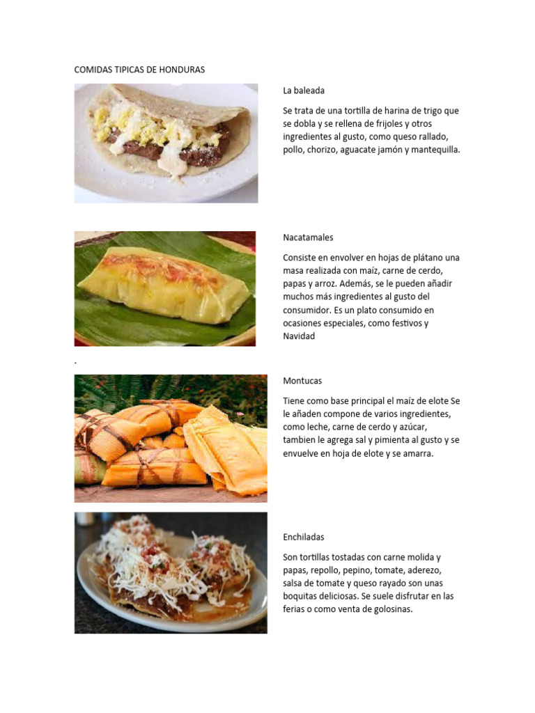 Comidas Típicas de Honduras | PDF | Maíz | Cocina occidental