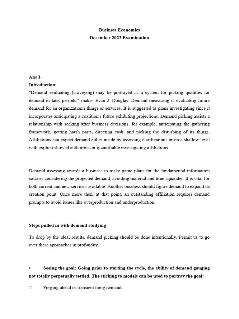 Demand Forecasting in Business Economics | PDF | Elasticity (Economics ...