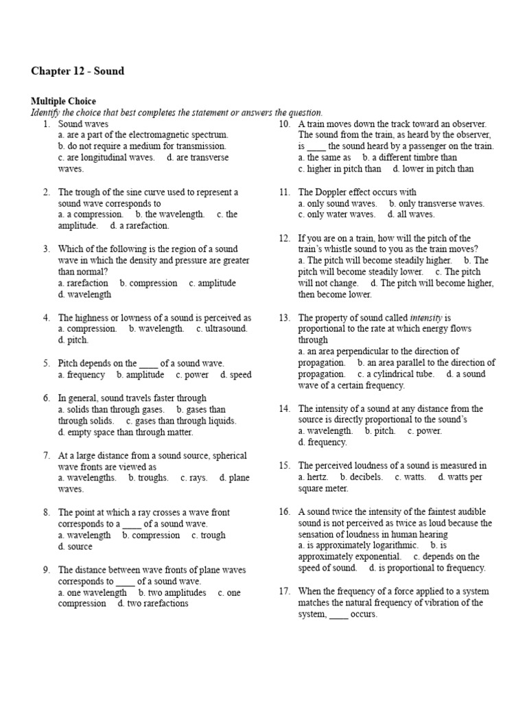 Sound Waves and Their Properties | PDF | Sound | Harmonic