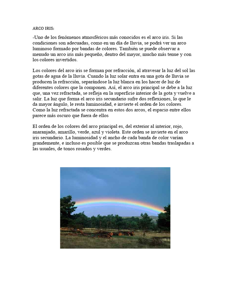 Cómo se forma el arco iris y sus colores | PDF
