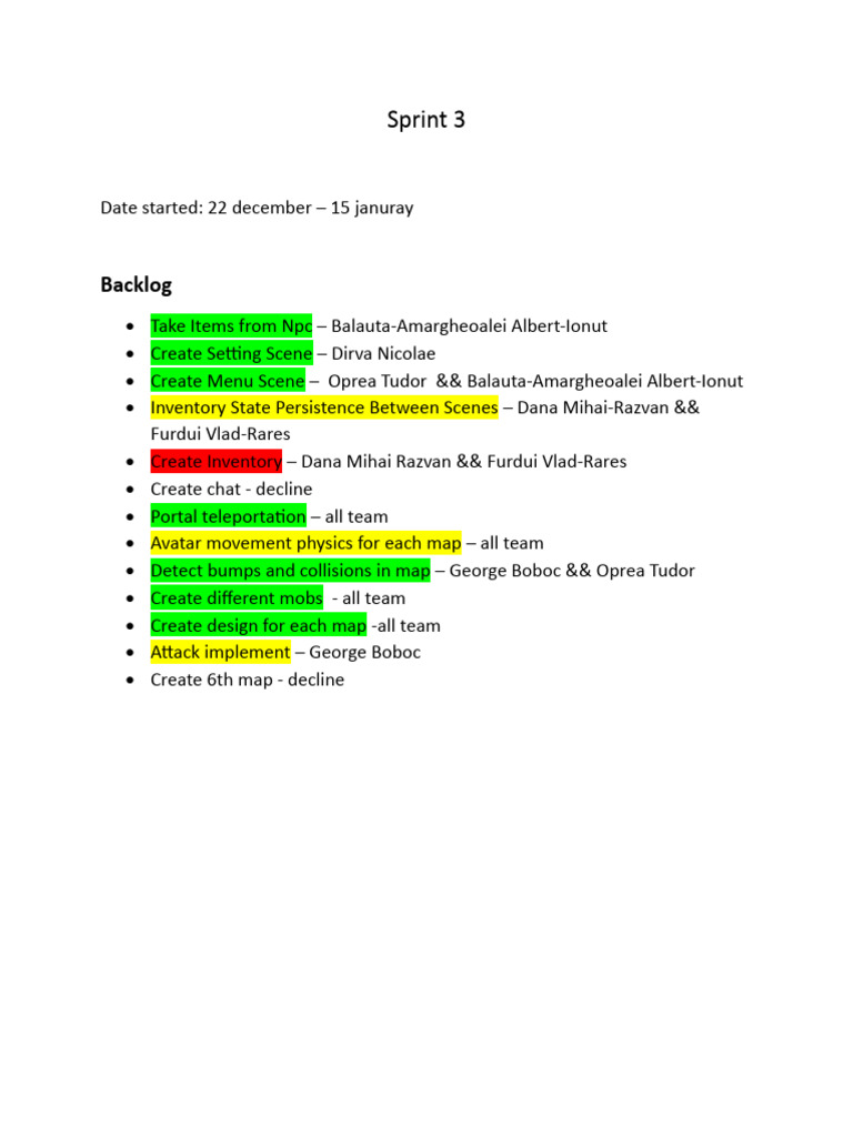 Sprint 3 Task Assignments Overview | PDF