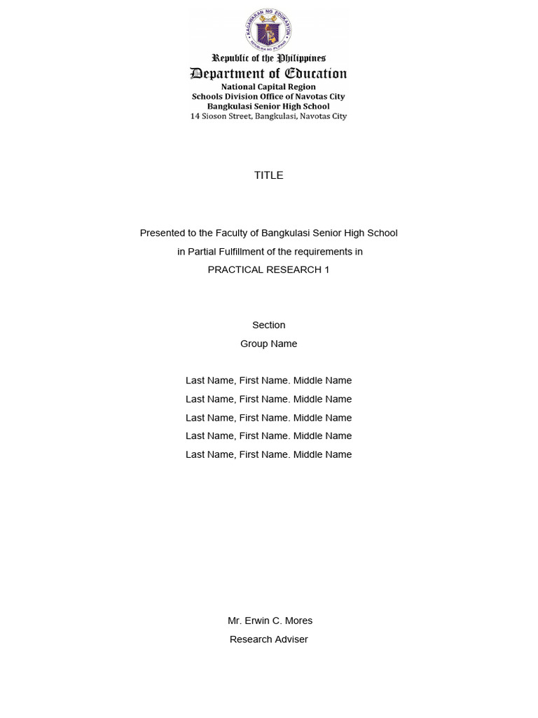 Practical Research 1 Thesis Guide | PDF | Methodology | Science