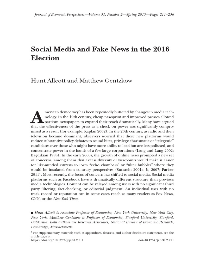 Impact of Fake News on 2016 Election | PDF | Fake News Website | Social ...