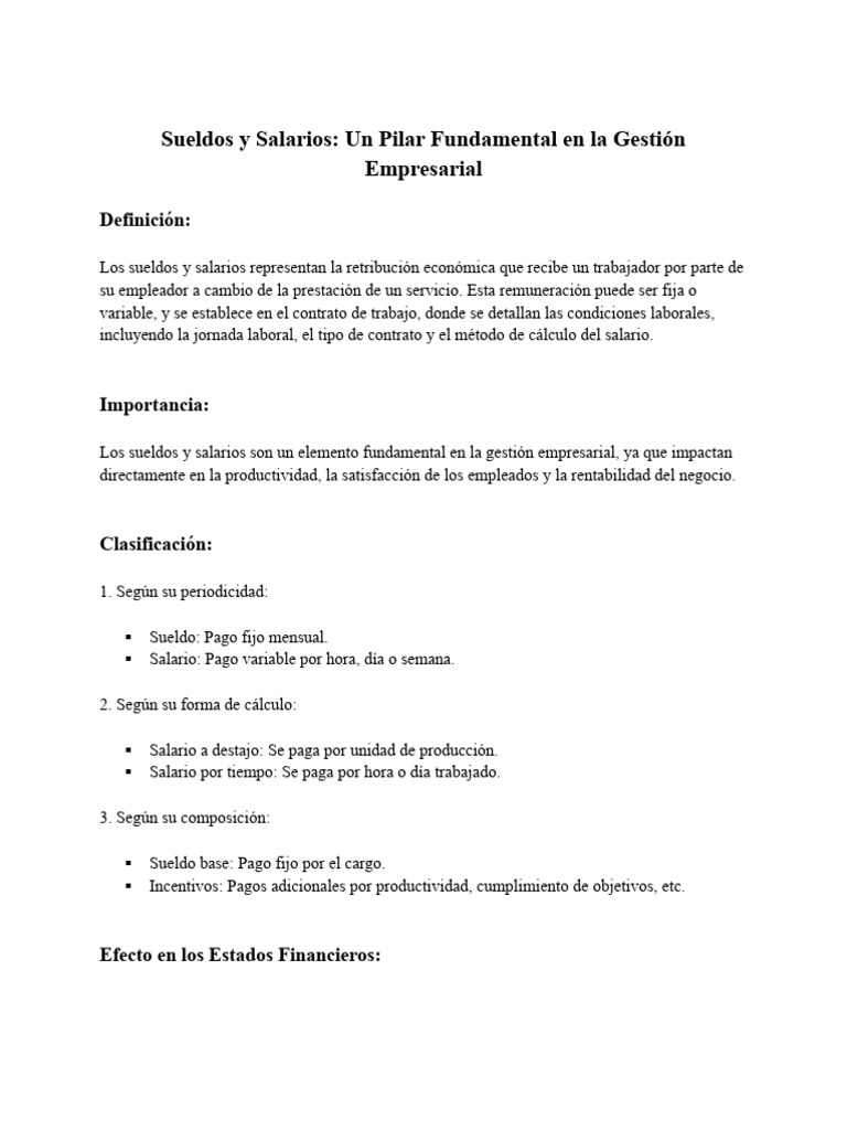 Ejemplos de Sueldos y Salarios | PDF | Salario | Derecho laboral