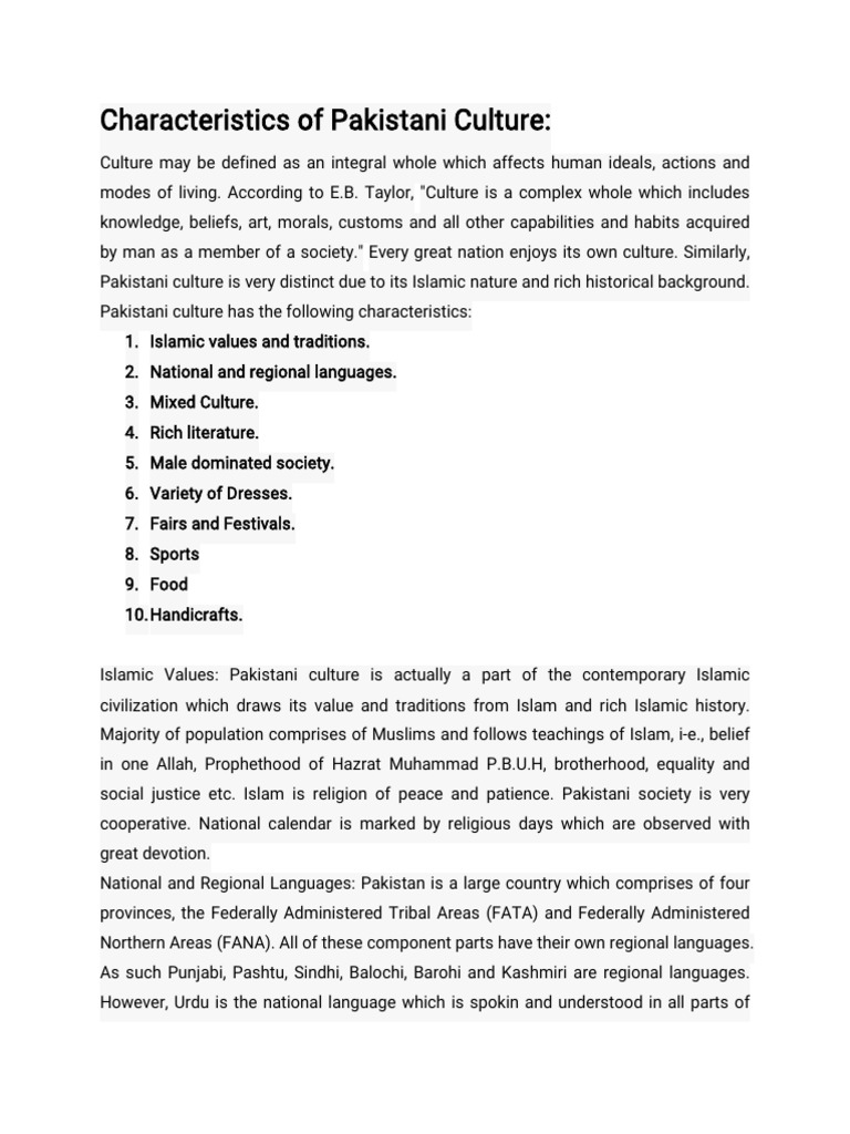 Salient Features of Pakistani Culture | PDF | Pakistan | Ramadan