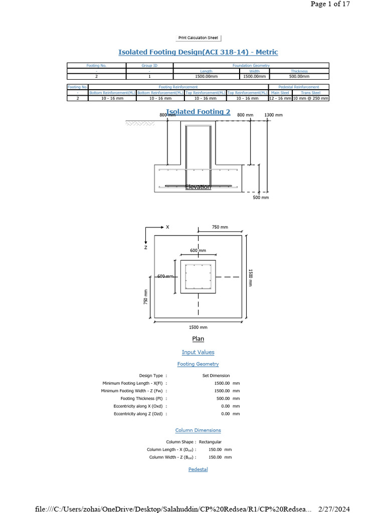 Isolated Footing Design Calculations | PDF | Structural Engineering ...