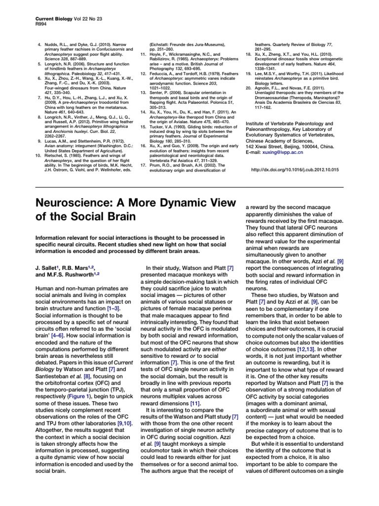 Neuroscience A More Dynamic View of The Social Brain - 2012 - Current ...