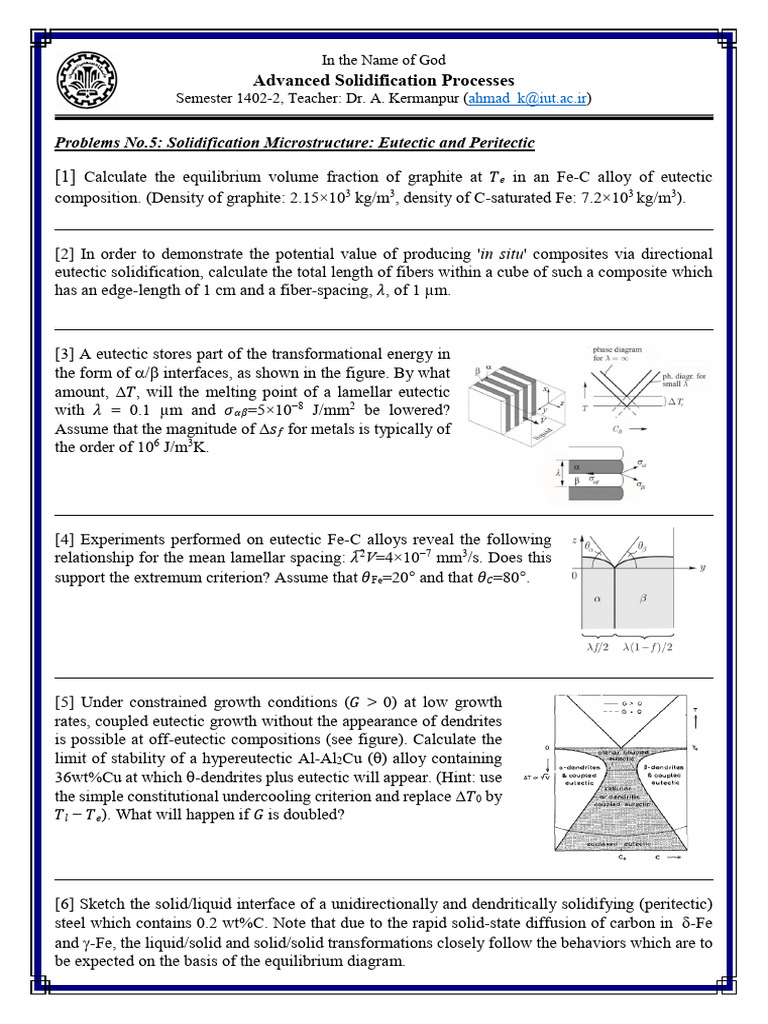 Eutectic and Peritectic Solidification Analysis | PDF | Teaching ...