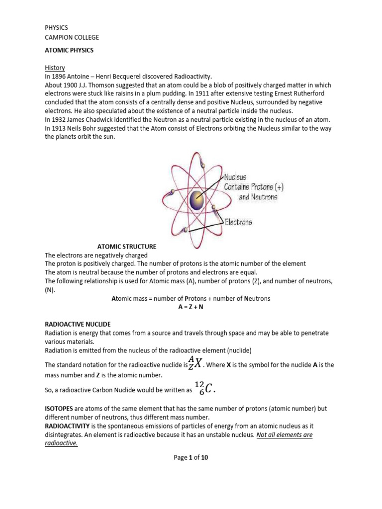 Atomic Physics Notes Pdf Nuclear Fusion Nuclear Reaction