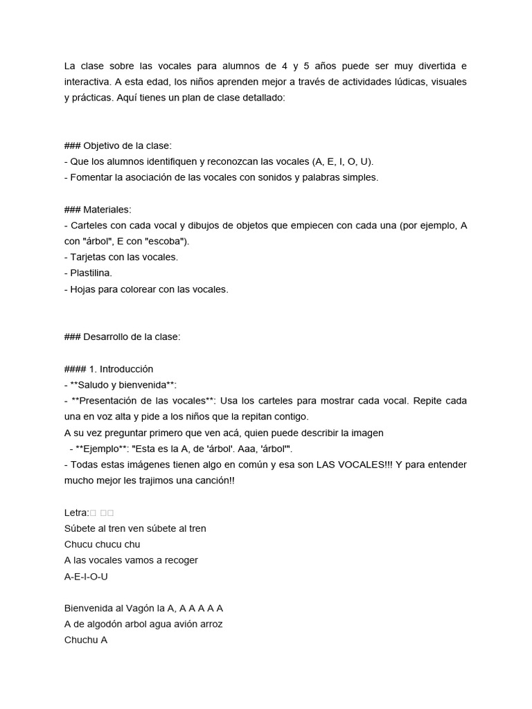 La Clase Sobre Las Vocales | PDF | Estudios de idiomas extranjeros | Arte