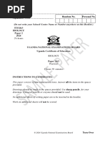 5532&3 BIOLOGY UNEB Sample Paper New Curriculum 2024 Plus Scoring Guide