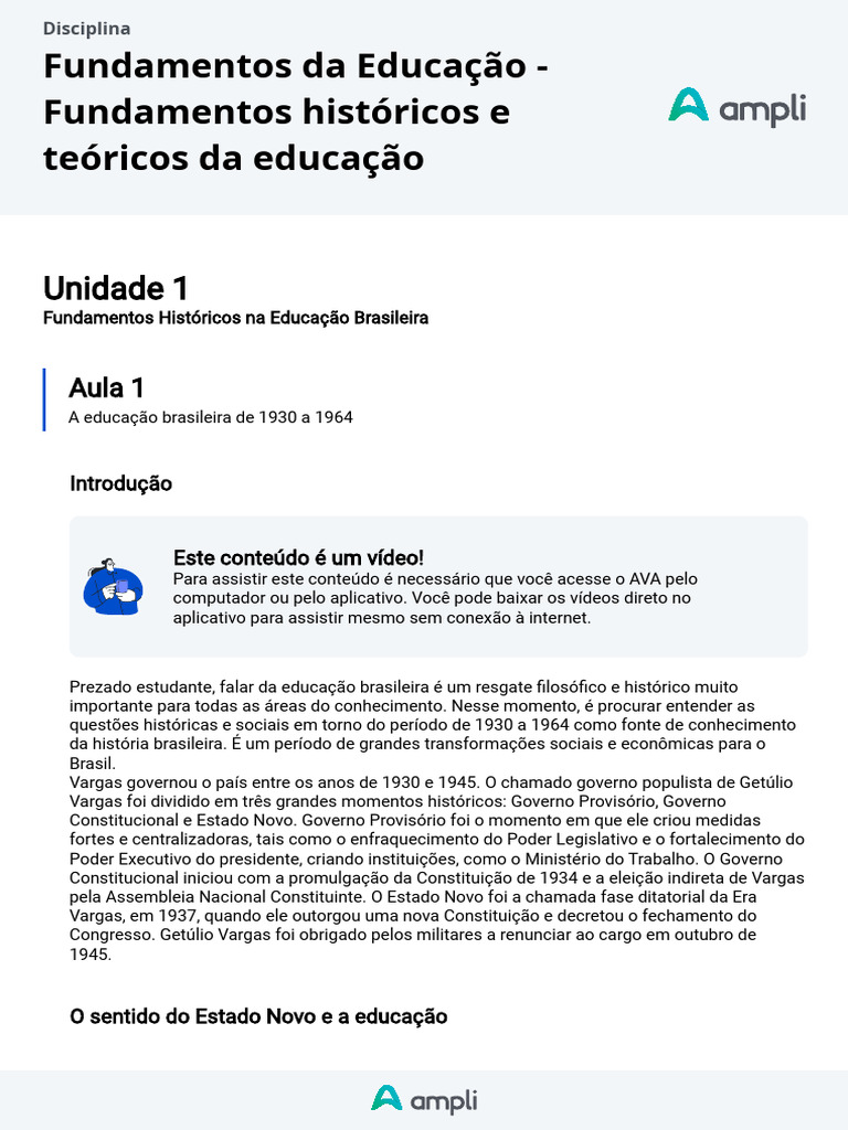 Fundamentos Da Educação - Fundamentos Históricos e Teóricos Da Educação ...