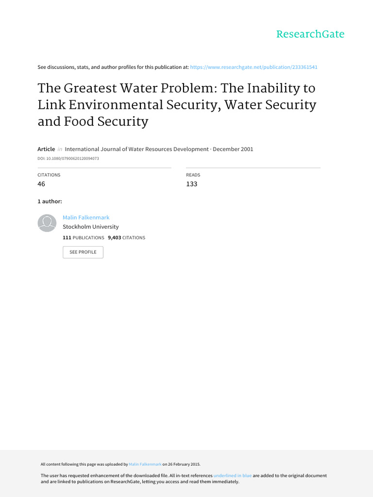 Linking Water, Environment, and Food Security | PDF | Water | Groundwater
