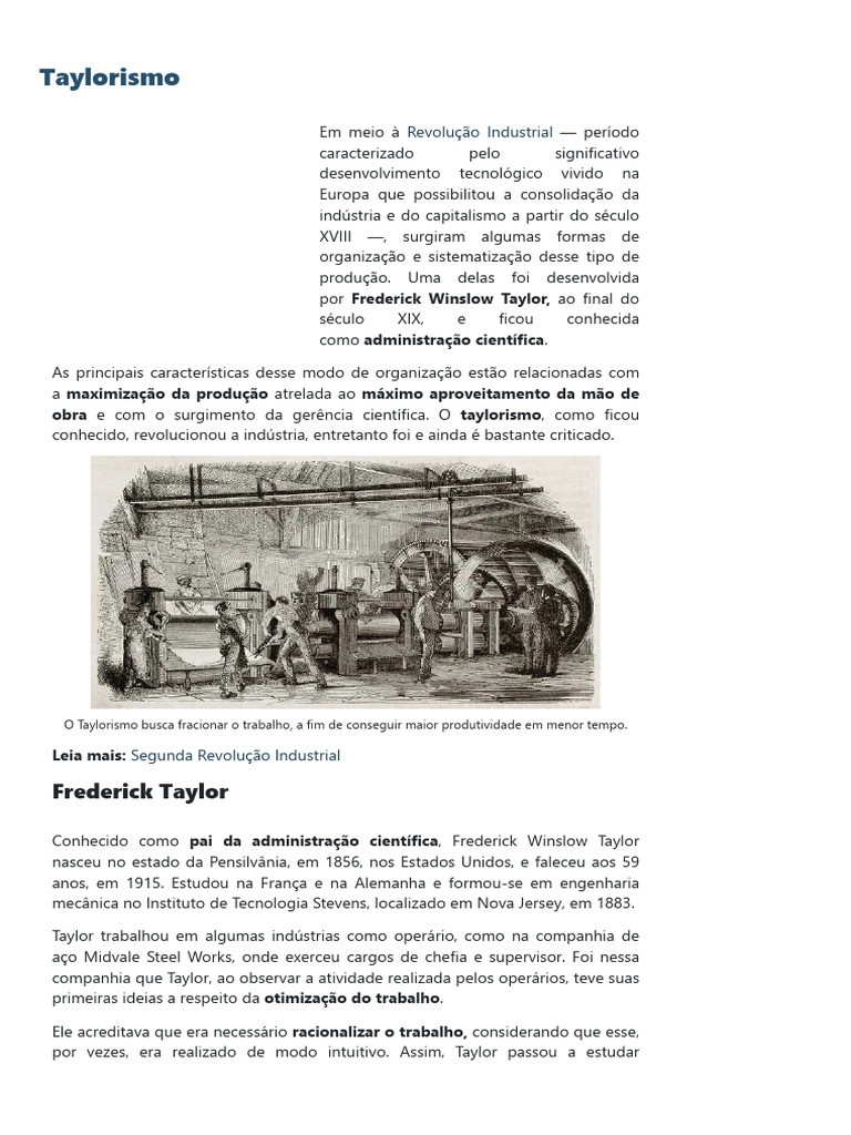 Características e Exemplos do Taylorismo | PDF | Science | Economias