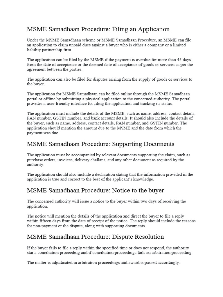 MSME Samadhaan Application Guide | PDF | Small And Medium Sized ...