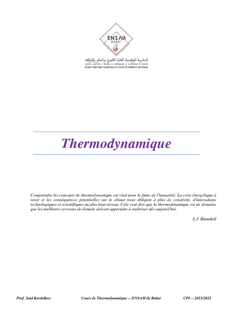 Concepts clés en thermodynamique | PDF | Chaleur | Transfert thermique