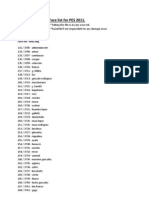 Face List For PES 2011