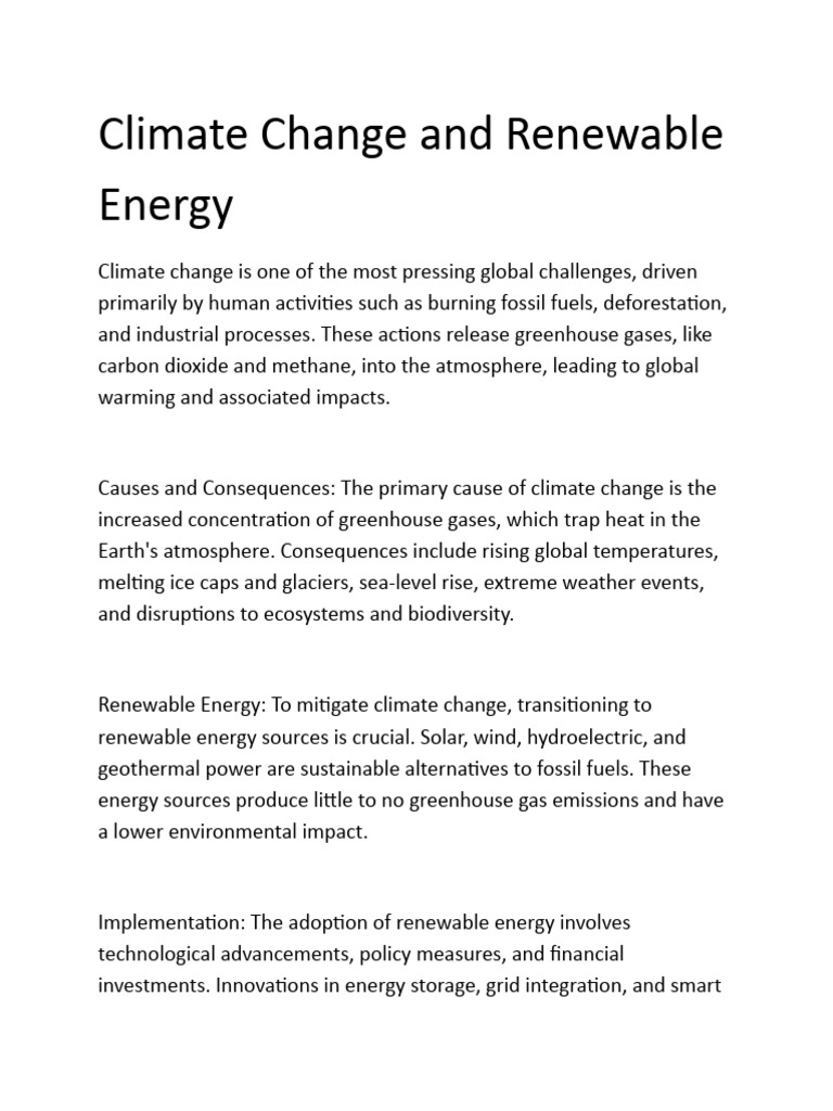 Climate Change and Renewable Energy | PDF