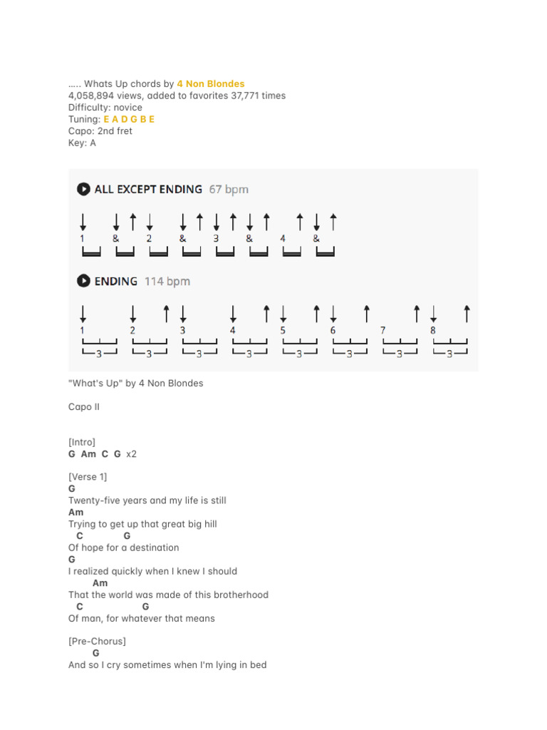 Whats up chords by 4 non blondes pdf song structure musical