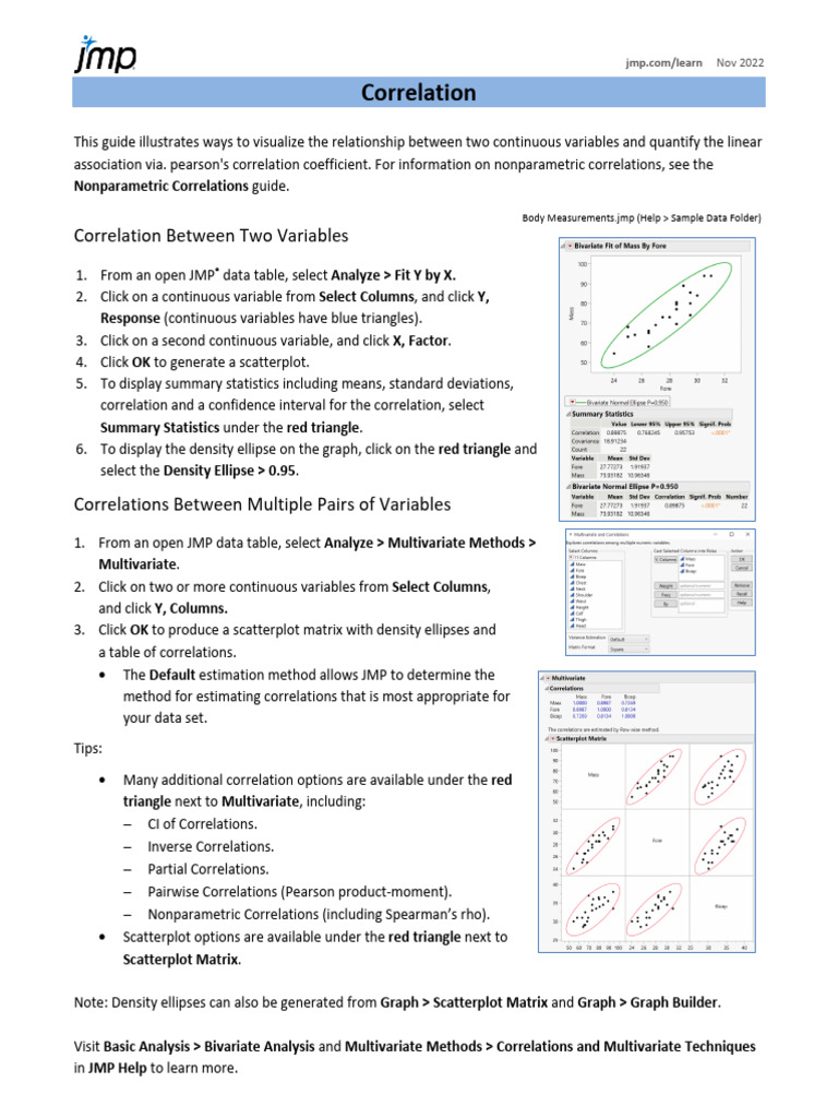 JMP Guide - Correlation | PDF