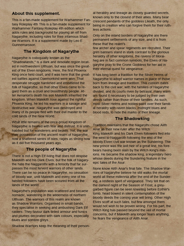 The Kingdom of Nagarythe | PDF | Elf (Dungeons & Dragons) | Elves