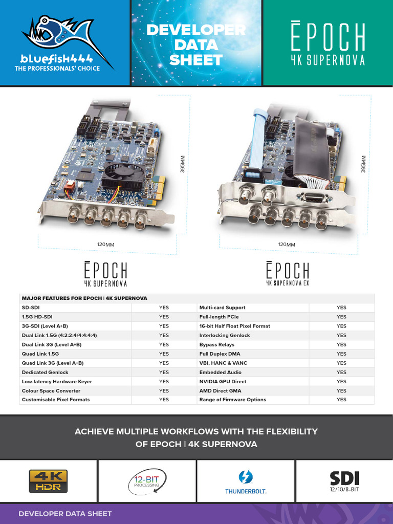 Bluefish444 Epoch 4K Supernova Developer Data Sheet | PDF | Storage ...